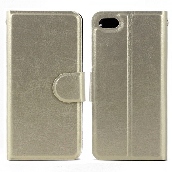 Wholesale iPhone 5S 5 Slim Flip Leather Wallet Case (Gold Gold)